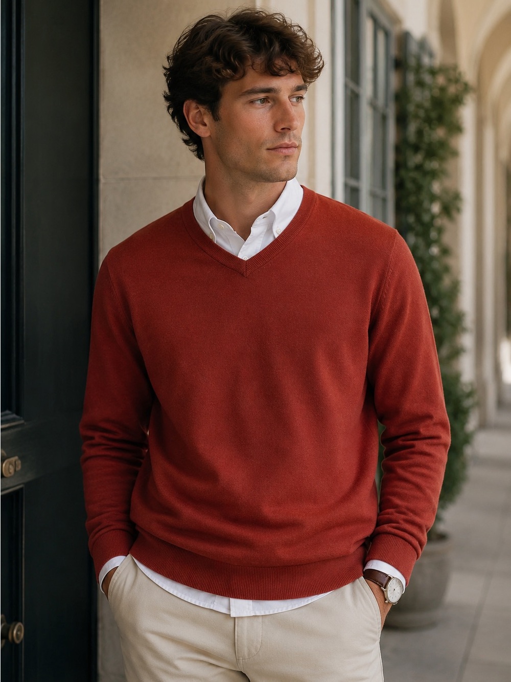 Saddlebred Rust Knit Sweater Large Cotton Cozy Core Classic Minimalist Preppy